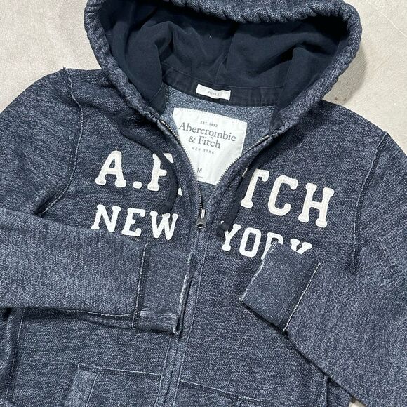 Y2K Abercrombie & Fitch Muscle Grunge Skateboard Mens Medium Zip Up Hoodie - Picture 2 of 9